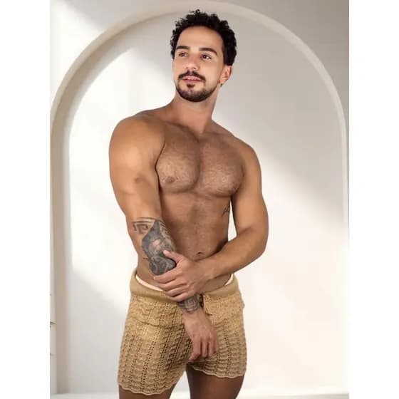 SHORT TRICO Masculino curto bermuda praia trico short com transparência carnaval