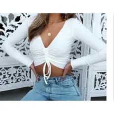 Cropped Gringo Drapeado Regulagem Canelado