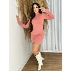 Vestido Feminino Manga Longa Tubinho Suplex