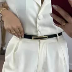 Cinto feminino plus size fino couro fivela dourada luxo 130 cm 150cm