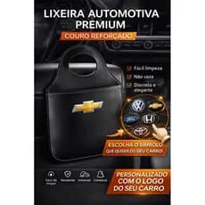 Lixeira Automotiva Couro Premium Personalizada com Logo do Carro Universal Resistente Não Vaza Luxo Carro