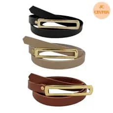 Cinto Feminino Fino da Moda Largura 1.5cm Tamanho 110 cm Preto Marr Branco