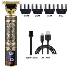 Maquina Aparador de Pelos Cortar Cabelo e Barba Profissional Com Display Bateria Rpm