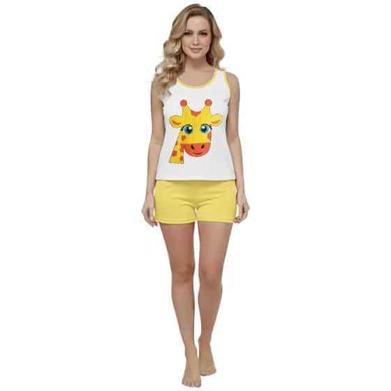 Pijama Adulto Feminino Regata Camiseta Short Doll Curto