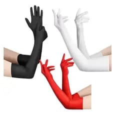 Luva Lycra Extra Longa Festa Cosplay Casamento Debutante Fantasia Retro 60 70 Estica