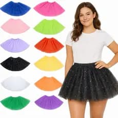 Saia Tule Adulto Colorida Com brilho Festa Carnaval 40 Cm Tutu