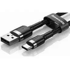 Cabo Baseus USB-A para Tipo C 1m Carregamento Rápido Reforçado.