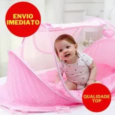 Mini Berço De Bebe Portátil Com Mosquiteiro Azul Ou Rosa