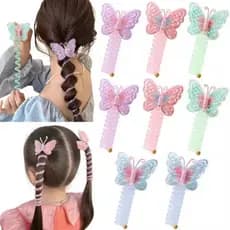 Kit 2 Acessório Cabelo Infantil Trança Fácil Laço Borboleta