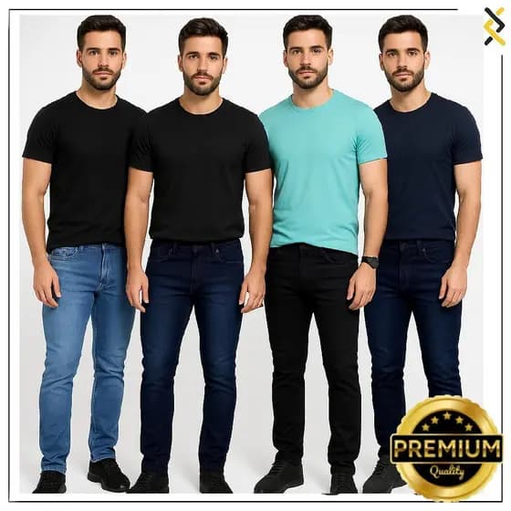 Kit 4 Calças Jeans Masculina com Elastano Premium