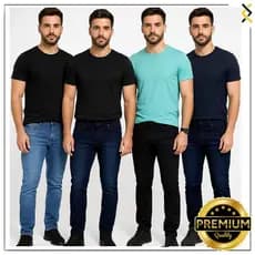 Kit 4 Calças Jeans Masculina com Elastano Premium