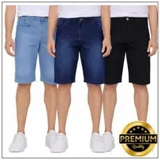 Kit Bermudas Jeans Masculina Slim Elastano Confortáveis Dia a Dia Casual Short Jeans
