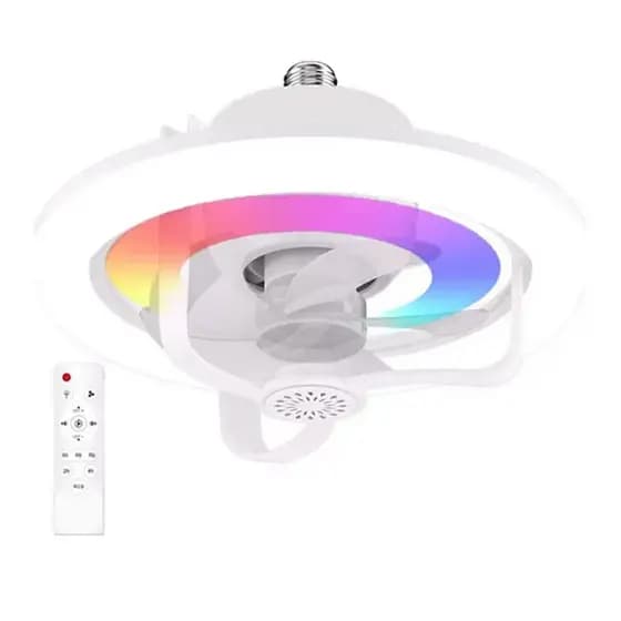 Lampada Ventilador Teto Aromaterapia Climatizador Controle Iluminaçao RGB E27 Calor Verao Sol Decoraçao
