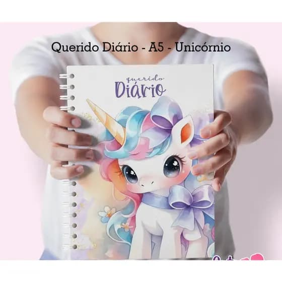 DIÁRIO UNICORNIO, CAPA DURA HOLOGRÁFICA + NOME