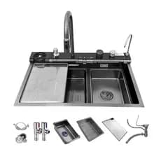 ESTOQUE ACABANDO - Cuba de Pia Cozinha Inox 75x46 Aço 304 Luxo Premium Moderna Cinza Escuro Pronta Entrega Promo