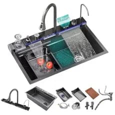 Cuba Cozinha Pia Aço Inox 304 Com Acessórios Cascata Smart Multifuncional Pia Inteligente Premium Completa Moderna