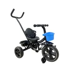 Triciclo Infantil com Pedal Empurrador 3 Rodas Resistente Criança - Azul e Branco