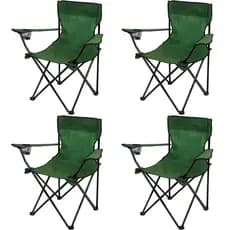 Kit 4 Cadeiras Pesca Dobrável Porta Copos E Apoio Braços Camping Praia Resistente Lazer Acampamento