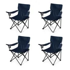 Kit Com 4 Unidades Cadeiras Pesca Portátil Reforçada 120kg Pratica + Bolsa Camping Praia Lazer