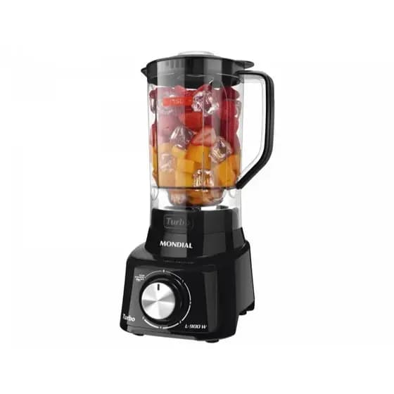 Liquidificador Mondial Turbo L-900 FB Copo - Preto Com Filtro 05 Velocidades 900W  110V