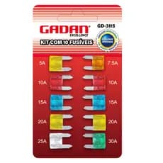 Kit com 10 Fusíveis Mini Automotivo GD 3115