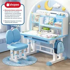Conjunto Mesa Cadeira Infantil Escrivaninha Móveis Quarto