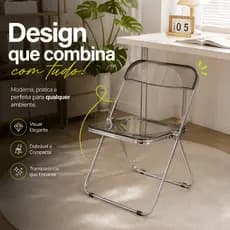 Cadeira/mesa dobrável simples em acrílico transparente, ideal para tirar fotos em lojas de roupas.
