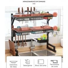 Cozinha Escorredor De Louça Suspenso Bancada Autossustentável 65cm