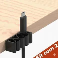 kit com 2 (dois) Organizador de Cabos com fita dupla face para mesa móveis escritório mesa gamer
