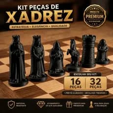 kit peça de xadrez c/ 16 ou 32 peças. Peças Brancas ou Pretas em 3d