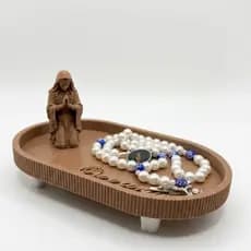 Porta terço Porta Terço Religioso Bandeja Organizadora Com Imagem Nossa Senhora / Santo Decoração Altar Impressão 3D