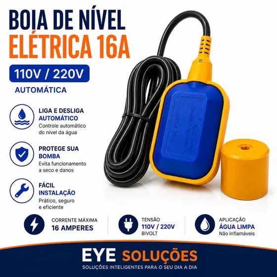 Boia Elétrica Controlador de Nível 16A para Bomba usado em Caçimba Cisterna Caixa Dagua Reservatório