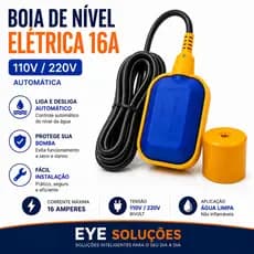 Boia Elétrica Controlador de Nível 16A para Bomba usado em Caçimba Cisterna Caixa Dagua Reservatório