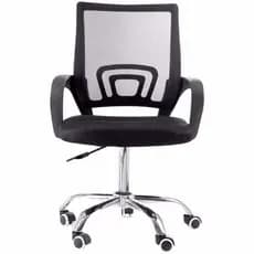 Cadeira de Escritório Office Fit Preta com Estofado de Mesh & Tecido