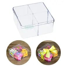 Caixa Tipo Acrílica Cake Box 15x15x8cm para Doces, Café da Manhã, Presentes Criativos C/ DIVISÓRIAS