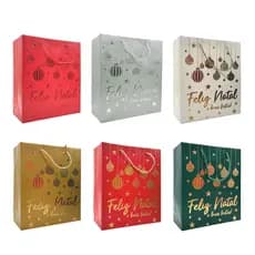 Sacola de Natal Feliz Natal 32x26x12 cm para Presente