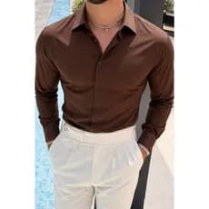 Camisa de Botão Masculina Social Slim Fit Manga Longa Lisa Algodão Luxo Premium Envio Rapido