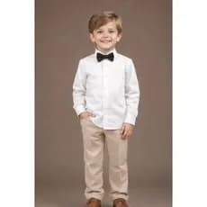 Camisa Social Polo Slim Infantil Para Meninos Batizado e Festa