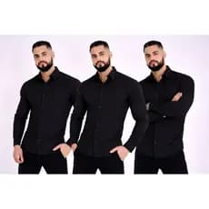 Kit 3 Camisas Social Masculina Manga Longa Slim Fit Premium De Botão Tamnhos P Ao GG