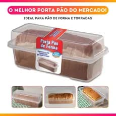 Porta Pao de Forma Retangular Em Plastico com Tampa - Usual Utilidades