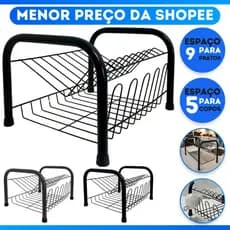 Escorredor De Louças Versátil Duplo Compacto Secador Copos 9 Pratos 2 Andares