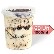 60 Unidades de Potes Plásticos 1000ml  Litro Bolo no Pote Sorvete Açaí Emlagem Descartável BP Potes