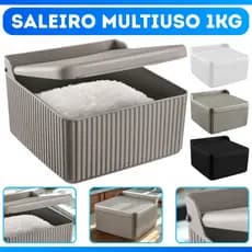 Saleiro de Mesa com Tampa Plástico Sólido em Polipropileno 1Kg - SUPER OFERTA