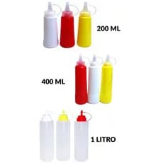 KIT BISNAGAS PROFISSIONAL 200 ML 400ML 1 LITRO KETCHUP MOSTARDA MAIONESE MOLHOS CREPE PANQUECAS DONUTS CONFEITARIA