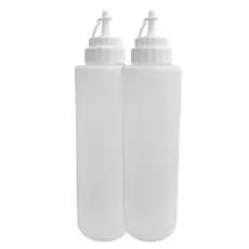 Kit 2 Bisnagas Grandes 1 Litro Para Molhos Panqueca com Tampa Plastica
