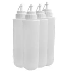 Kit 4 Bisnagas Grandes 1 Litro Para Molhos Vinagre Azeite Cremes Cobertura