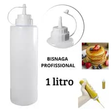 BISNAGAS PROFISSIONAL 1 LITRO MAIONESE KETCHUP MOSTARDA MOLHOS CREPE PANQUECAS DONUTS CONFEITARIA