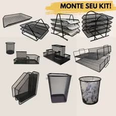 Monte seu Kit de Escritório - Lixeira, Organizador de Mesa, Porta Caneta, Bandejas, Arquivos e muito mais