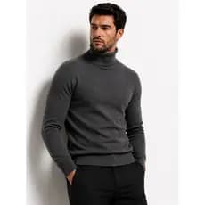Cacharrel Blusa Tricot Lã Masculina Gola Alta Mp765