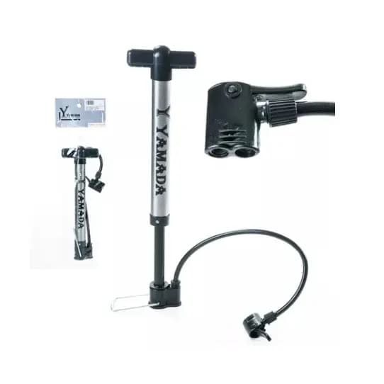 Bomba De Ar Bike Em Aço Yamada 30 Cm com Bico Duplo SCHRADER E PRESTA